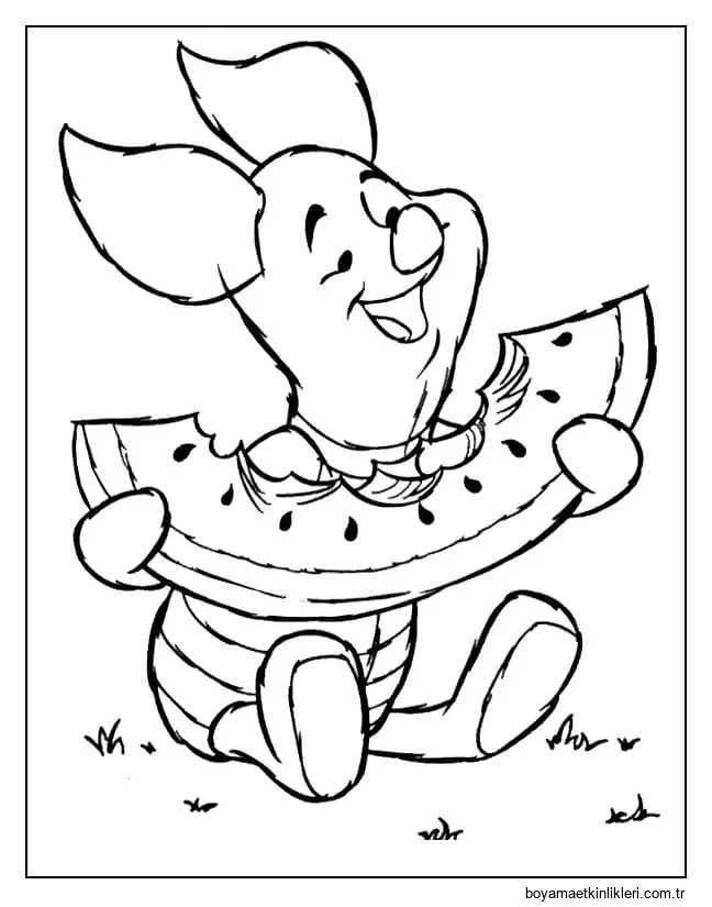 Karpuz Yiyen Domuz Yavrusu Çizimi