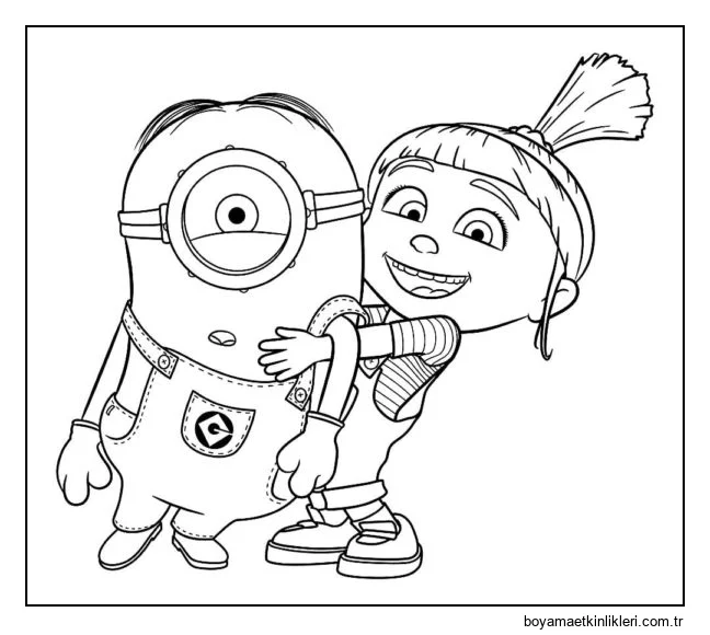 Kız bir miniona sarılıyor