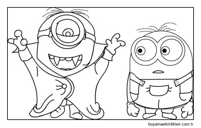 Minyon bir vampir kostümü giymiş ve arkadaşını korkutmaya çalışıyor.