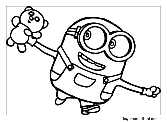 Neşeli bir minyon en sevdiği oyuncağıyla koşuyor.