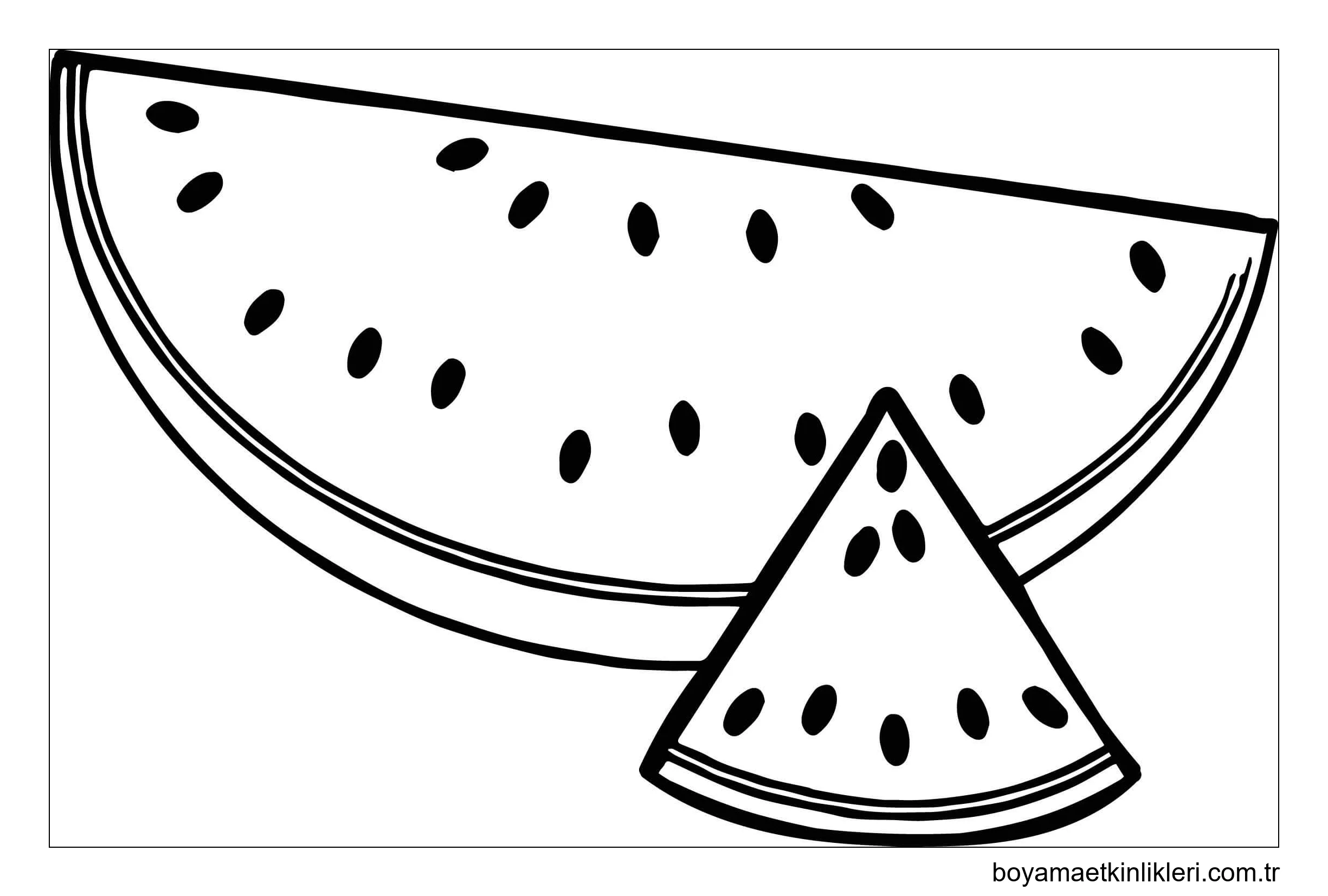 Dilimlenmiş Yaz Karpuz yarısı ve Üçgen