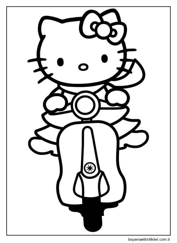 Hello Kitty bir Motosiklete Biniyor