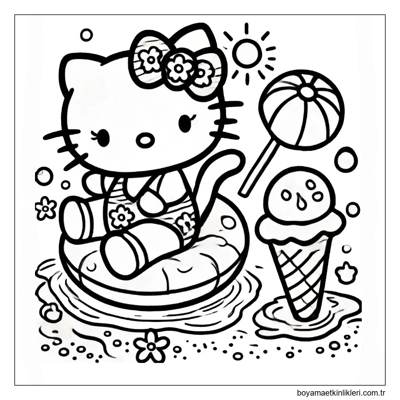 Hello Kitty dondurma yemek