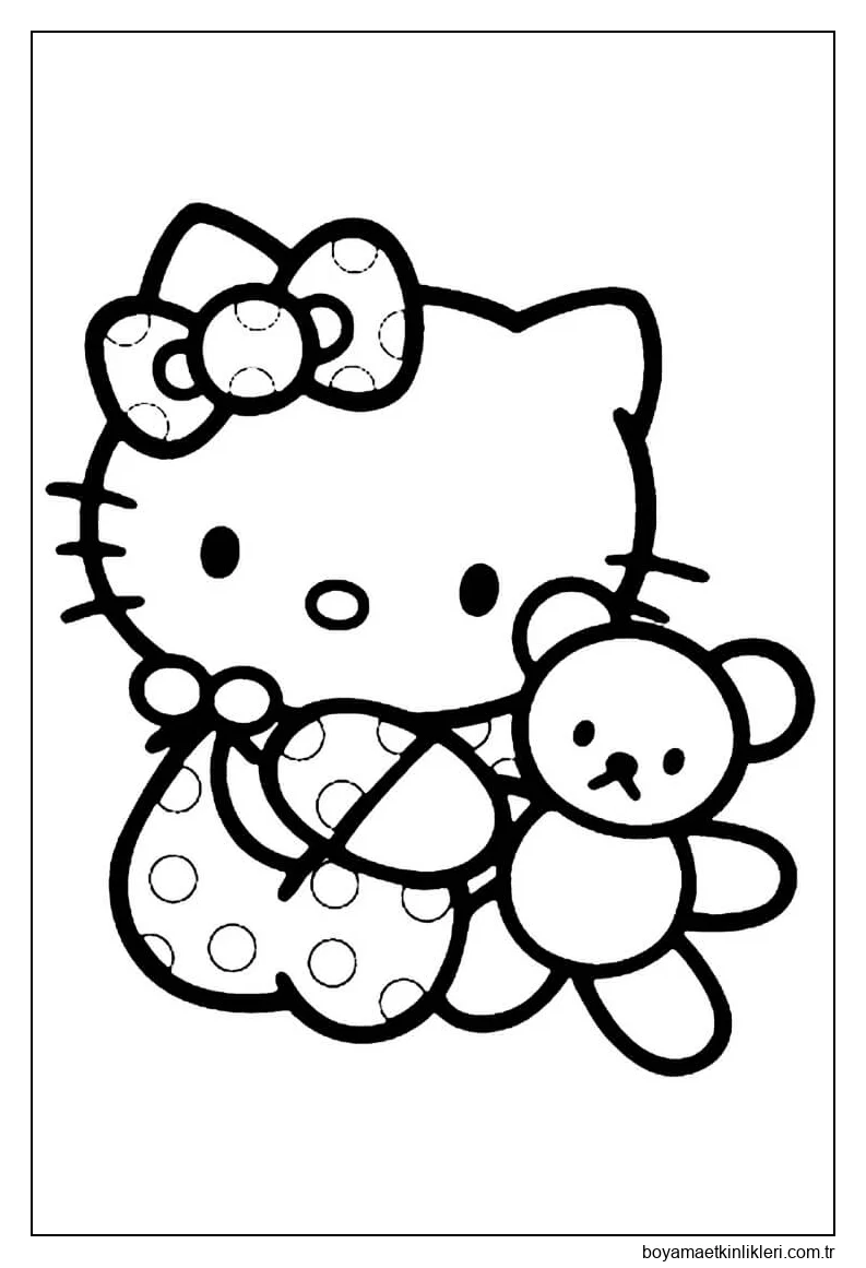 Hello Kitty elinde Oyuncak Ayı Tutuyor