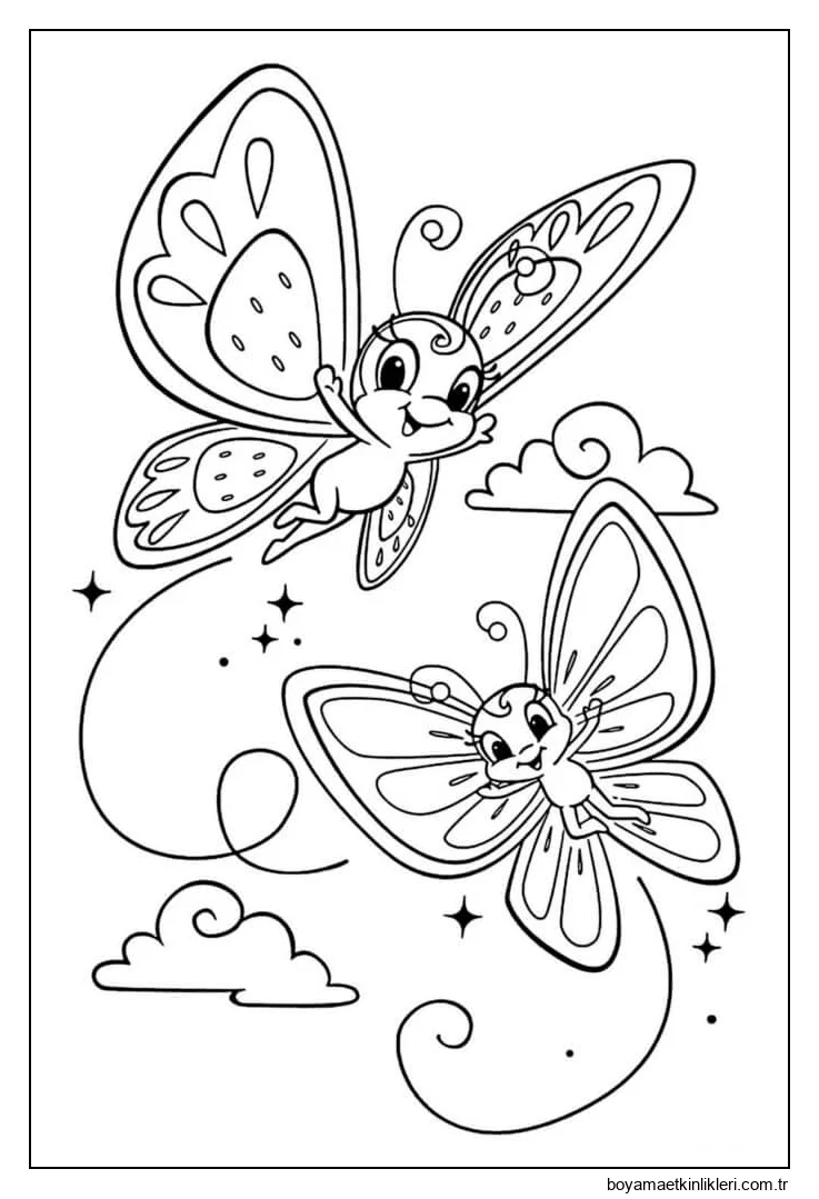 Iki Karikatür Kelebek