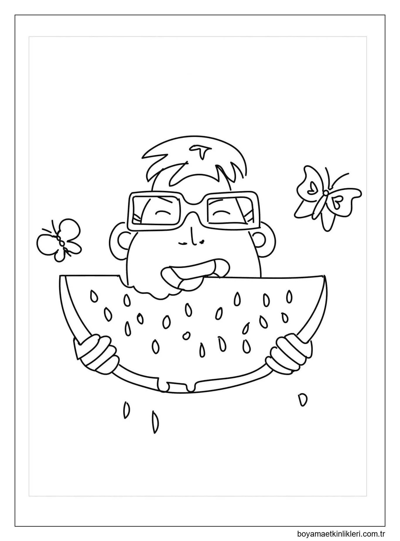 Kelebekler ile Karpuz Yiyen çocuk