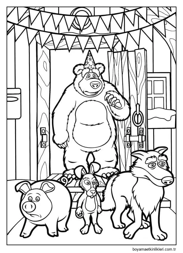 Maşa ve Ayı Ücretsiz Yazdırılabilir