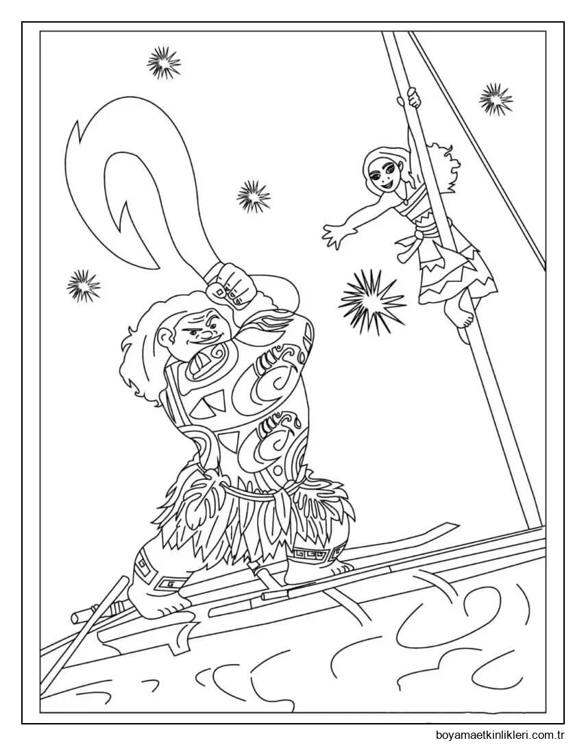 Maui ve Moana Teknede Kavga Ediyor