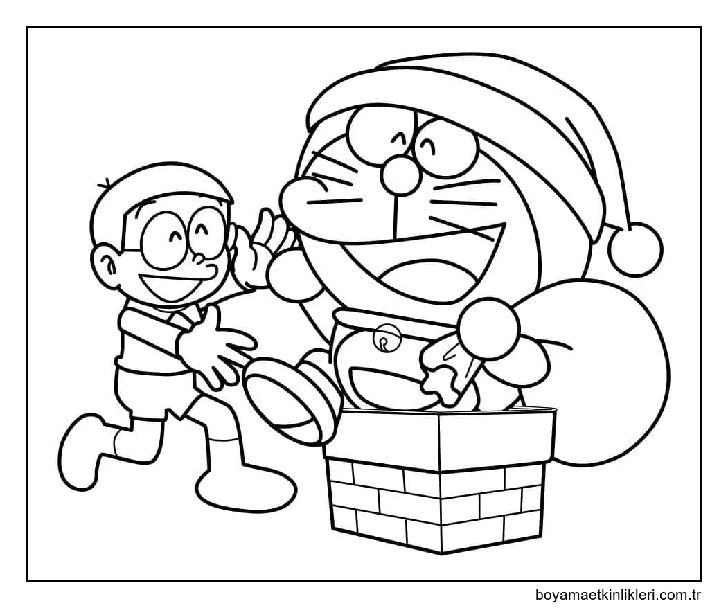 Nobita ve Noel Doraemon'u çizin
