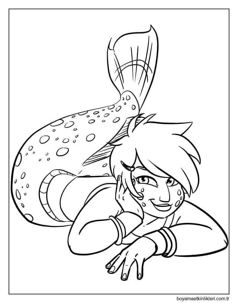 Yazdırılabilir Deniz Kızı Karikatürü