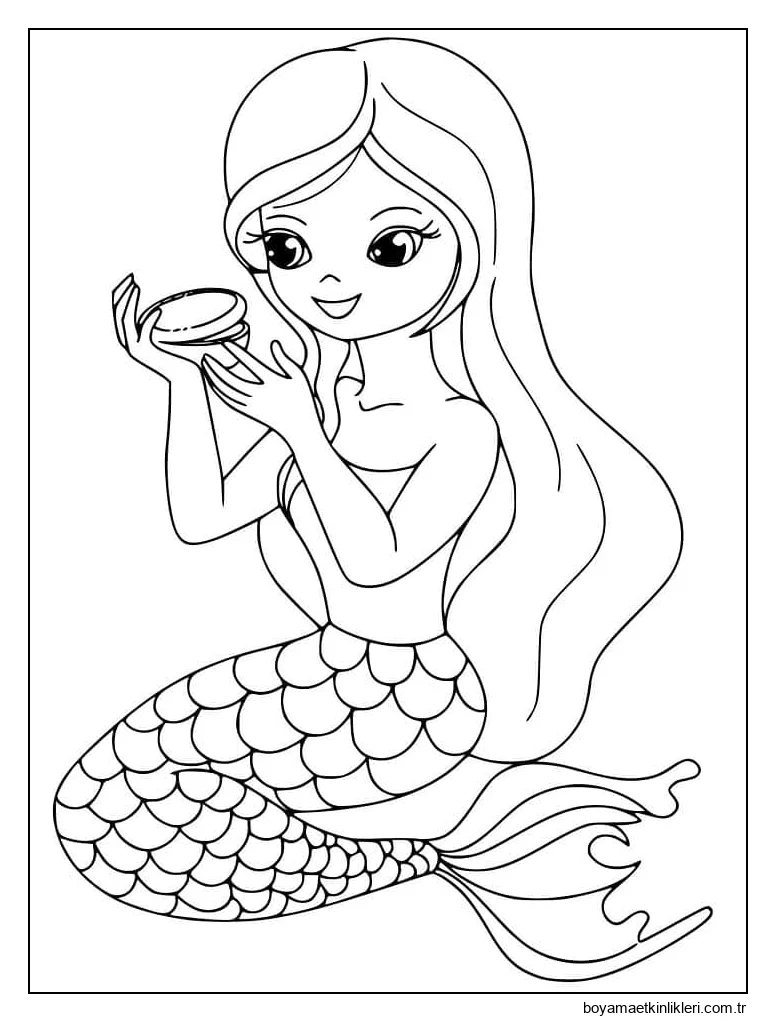 Yazdırılabilir Sevimli Deniz Kızı