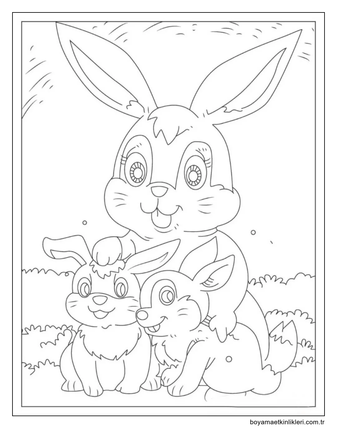 Anne Tavşanı ve iki Bebek Tavşanı