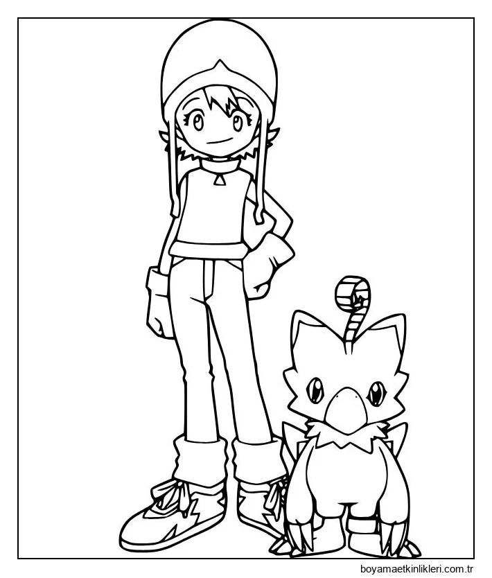 Biyomon ile Sora'yı çiz