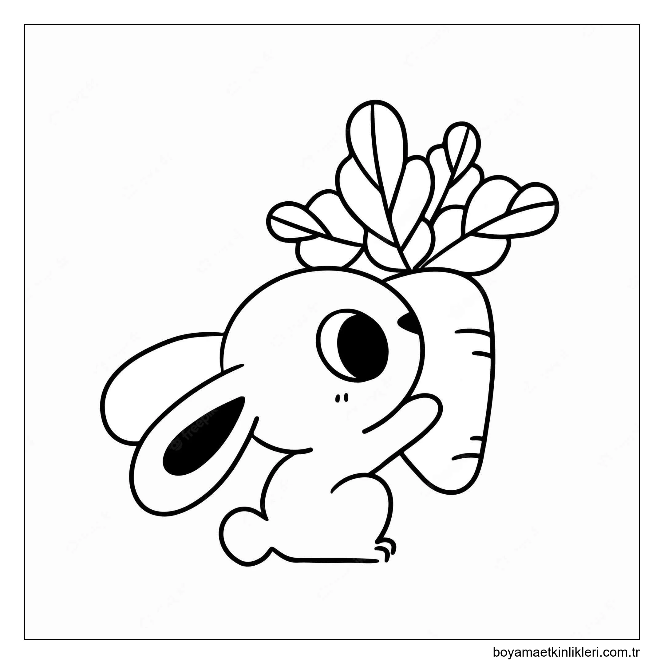 Büyük Havuç Tutan Sevimli Tavşan