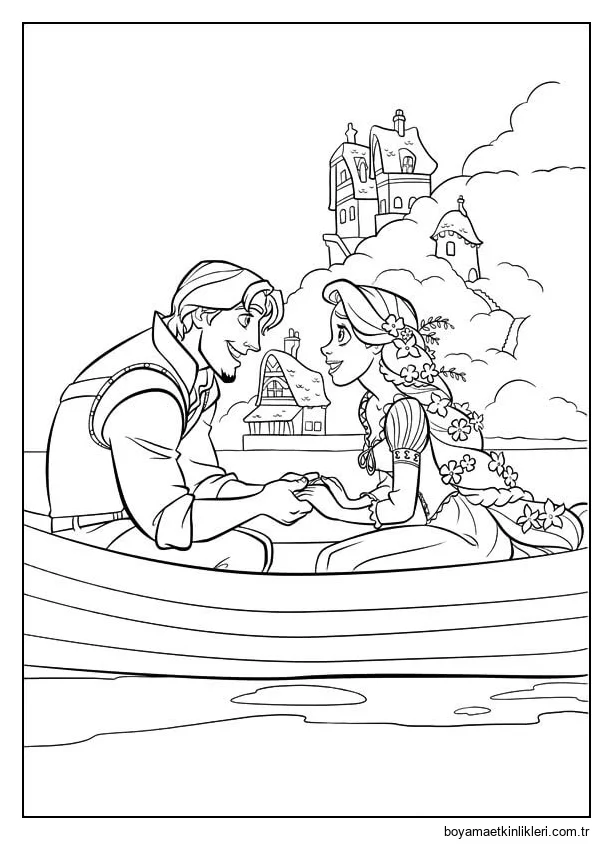 Flynn ve Rapunzel Teknede