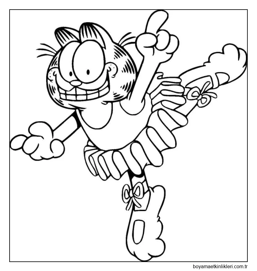 Garfield balerin gibi giyinmiş.