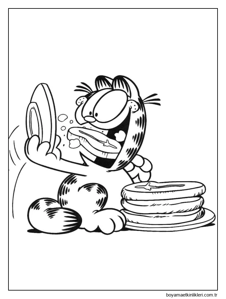 Garfield biftekleri zevkle yiyor