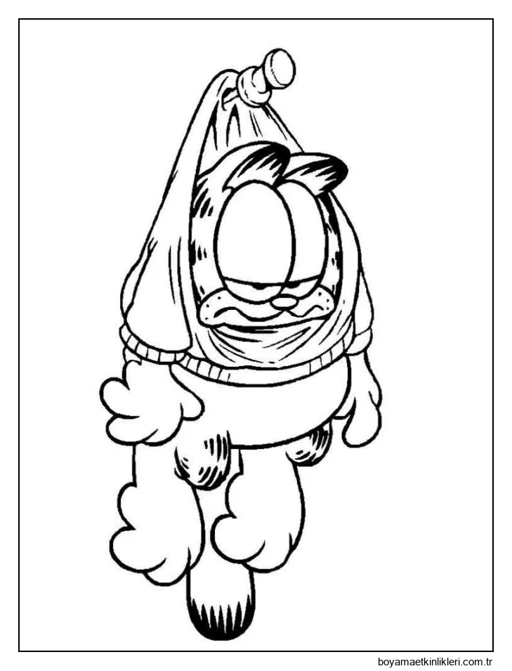 Garfield ceketinden asılmıştı.