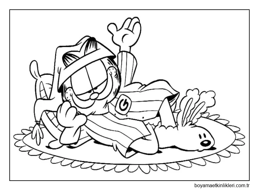 Garfield yatmaya hazırlanıyor.