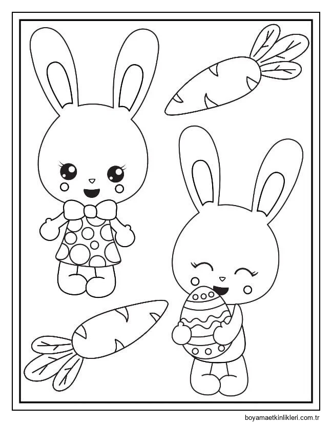 Havuç ve Paskalya Yumurtası ile iki Tavşan