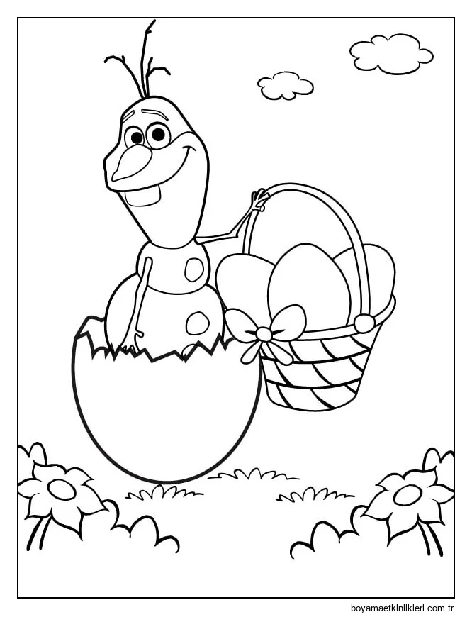 Sepet Paskalya Yumurtası tutan Olaf