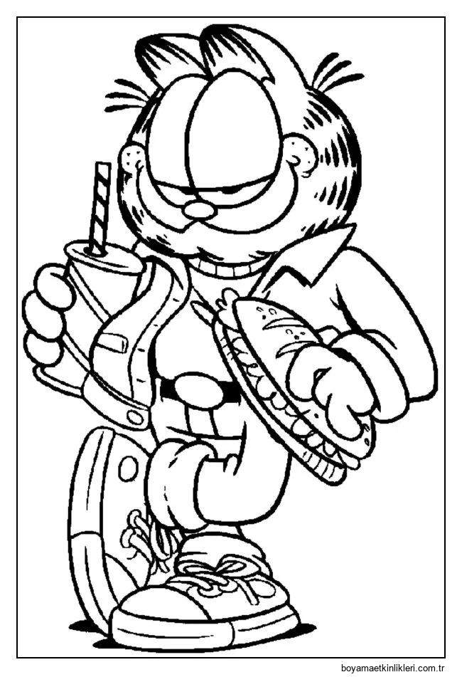 Soda ve sandviç ile Garfield