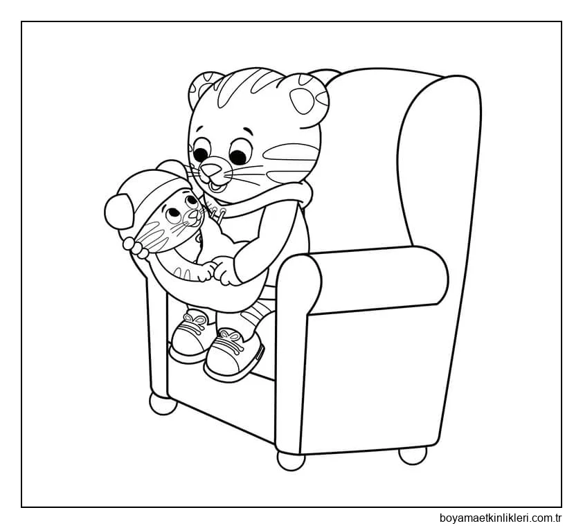 Bebek Kaplan Sandalyede Taşıyan Karikatür anne Kaplan