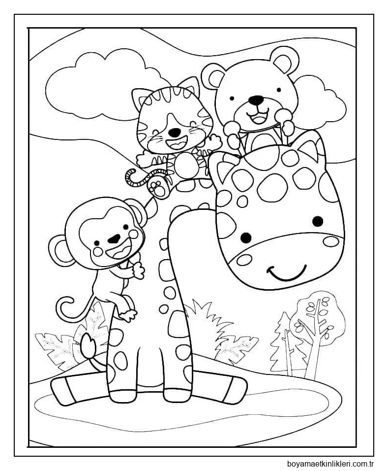 Üç Hayvanlı Zürafa