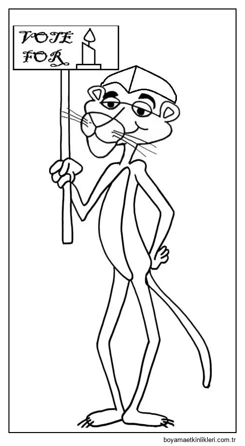 Bir tahta tutan Pembe Panter