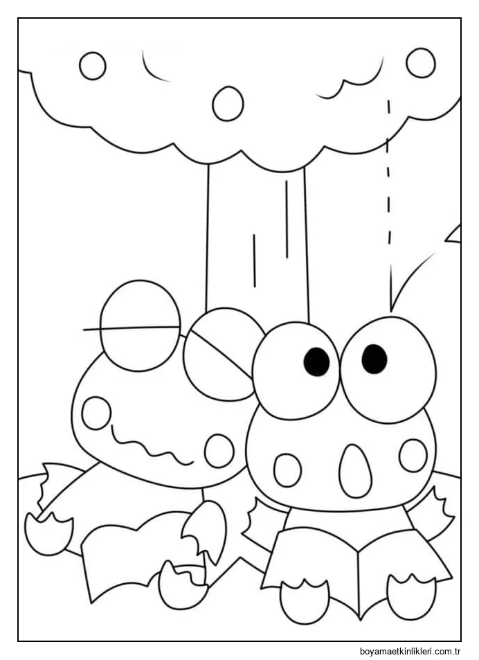 Çocuklar için Keroppi çizimi yazdırılabilir