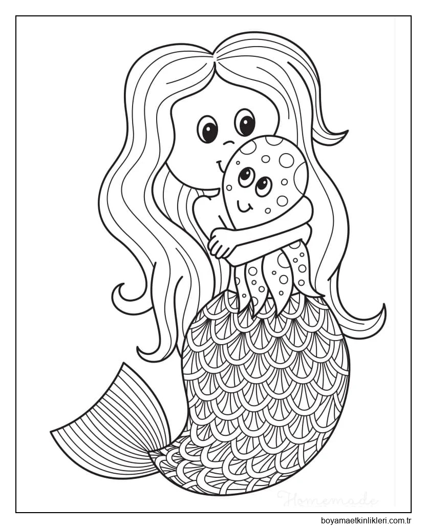 Deniz kızı Sarılma Bebek Ahtapot