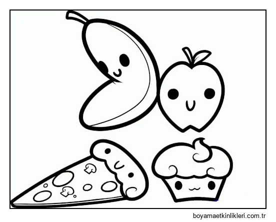 Dört hızlı Yemek Kawaii