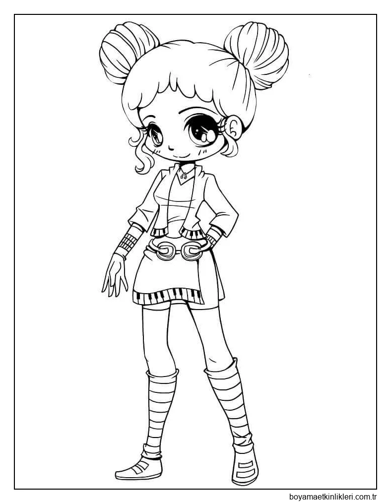 Kawaii Kız Çizgi Film Gülümseyen