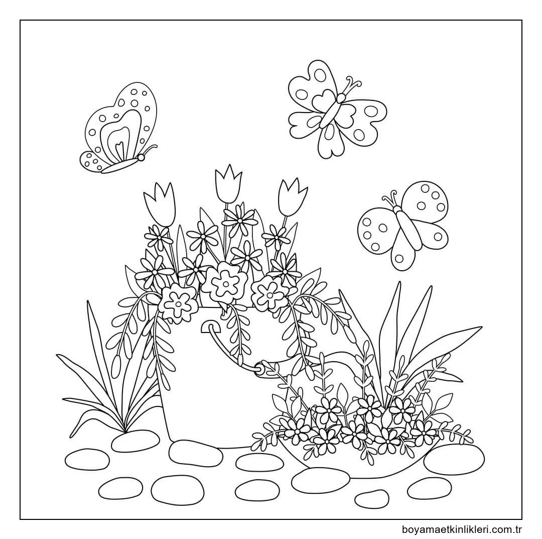 Kelebek ve Çiçek Kawaii