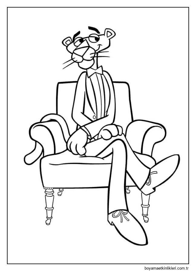 Sandalyede oturan Pembe Panter