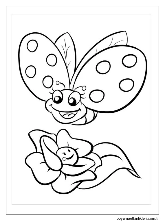 Temel Kelebek ve Çiçek Kawaii